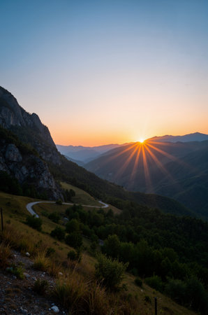 Sunset in the mountains of Montenegro. View from the top of the mountain.の素材
