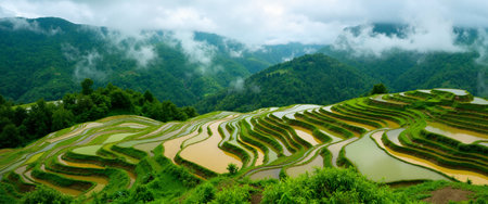 Terraced rice field landscape in Mu Cang Chai, YenBai, Vietnamの素材