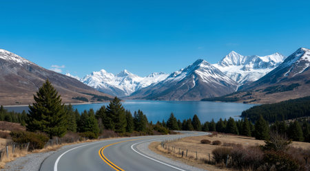 Road to Queenstown, New Zealand. Panoramic view.の素材