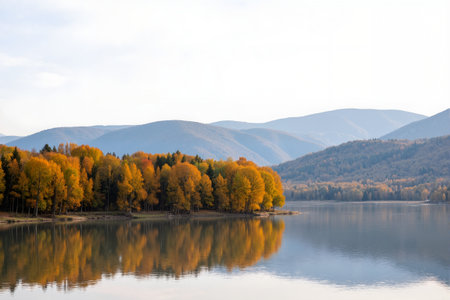 Autumn landscape with colorful forest on the shores of Lake Baikalの素材