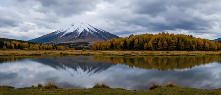 Mount Fuji reflected in Kawaguchiko lake, Yamanashi, Japanの素材