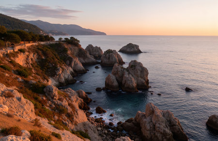 Sunset at the beach of Capo Caccia, Sardiniaの素材