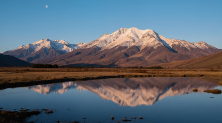Reflection of Mount Cook in Lake Tekapo, Canterbury, New Zealandの素材