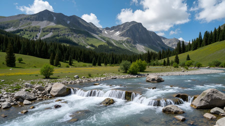 Mountain river, Kyrgyzstan, Dzhuku Valleyの素材
