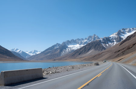 Natural landscape of New Zealand alps and road. Lake Tekapoの素材