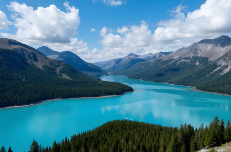 Beautiful turquoise lake in Jasper National Park, Alberta, Canadaの素材