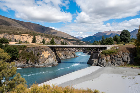 New Zealand, South Island, Tongariro National Park, Glenorchy Bridgeの素材