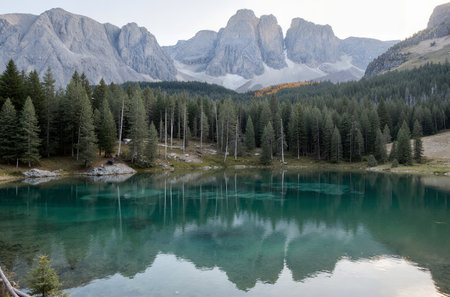 Beautiful alpine lake in the Dolomites, Italy.の素材