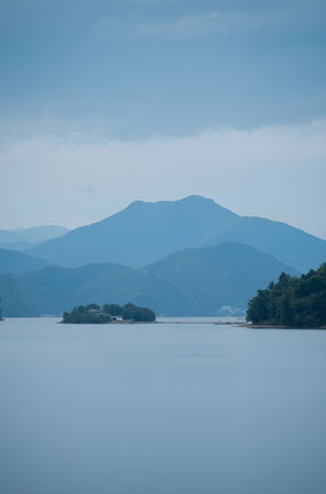 Beautiful mountain and lake landscape in the morning,Thailand.の素材