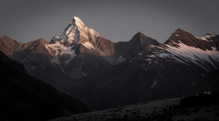 Mountain peak in Himalayas, Annapurna Conservation Area, Nepalの素材