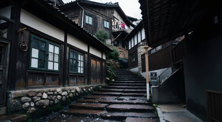 Historic buildings in Kamakura, Japanの素材