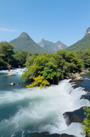 Waterfalls of the river Rhine, Rhine Valley, Switzerlandの素材