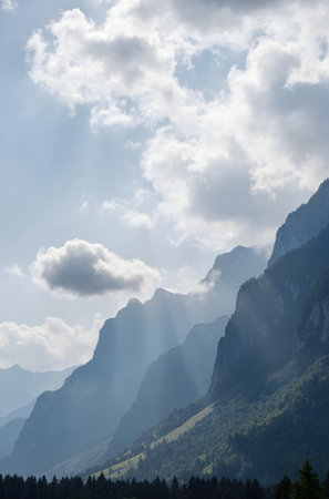 Mountain landscape in Bavaria, Germany. Beautiful view of the Alps.の素材