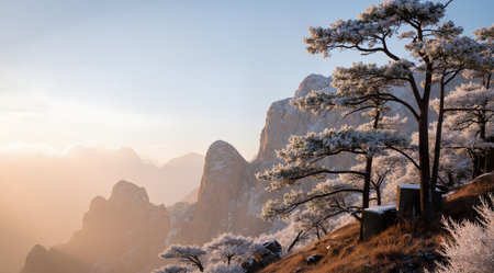 Beautiful winter landscape in Huangshan National Park, China.の素材