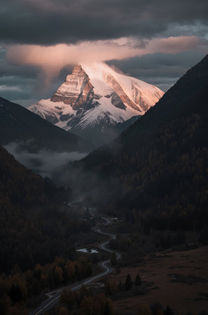 Matterhorn peak in the Swiss alps at sunrise, Switzerlandの素材
