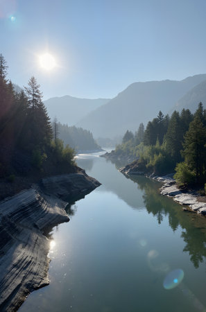 Mountain river in the morning. Altai, Siberia, Russiaの素材