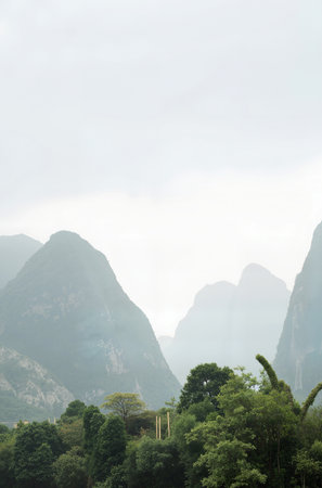 Mountain landscape in Yangshuo Guilin, China.の素材