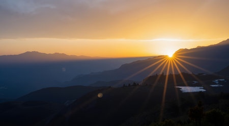 Sunset in the mountains of the Pyrenees, Spain.の素材