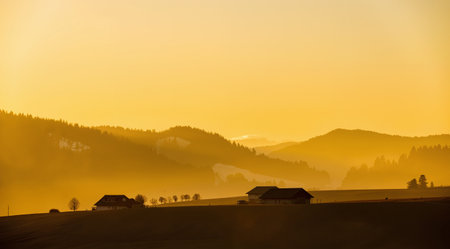 Sunset in the mountains of Bavaria, Germany. Beautiful landscape.の素材