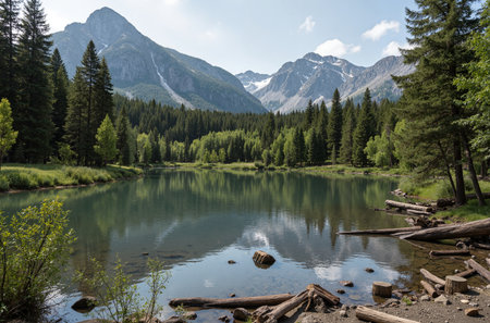 Beautiful mountain lake in the Altai mountains. Siberia, Russiaの素材