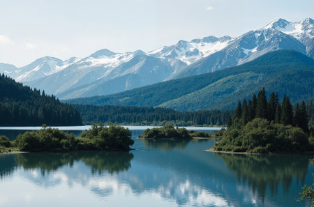 Beautiful lake in the mountains. Altai, Siberia, Russiaの素材