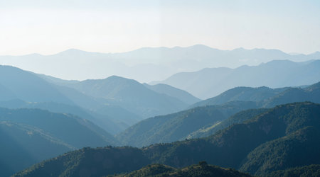 Mountain landscape. View from the top of the mountain to the valley.の素材