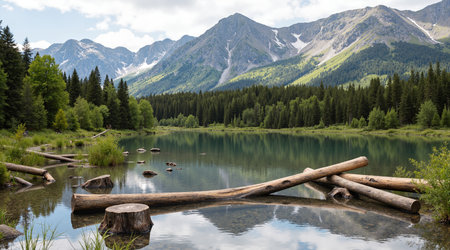Mountain lake in Altai mountains, Russia. Beautiful summer landscape.の素材