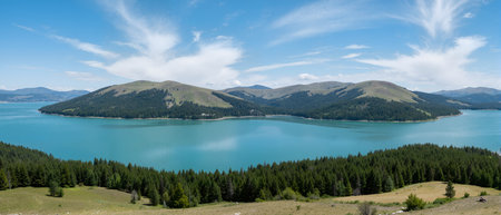 Panoramic view of Lake Tekapo, South Island, New Zealandの素材