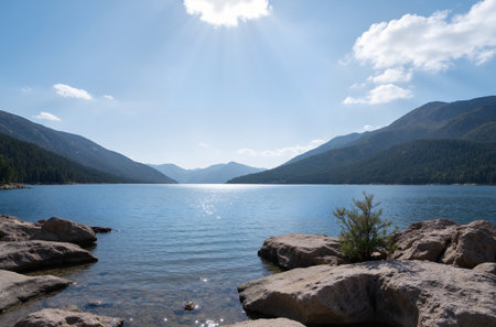 Mountain lake in the Altai Republic, Siberia, Russia.の素材