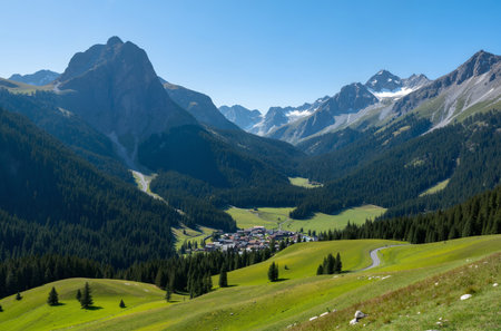 Panoramic view of Dolomites, Italy, Europe.の素材