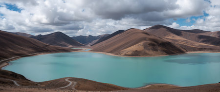 Mountain lake in Ladakh, Jammu and Kashmir, Indiaの素材