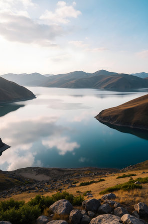 Landscape view of Lake Tekapo, South Island, New Zealandの素材