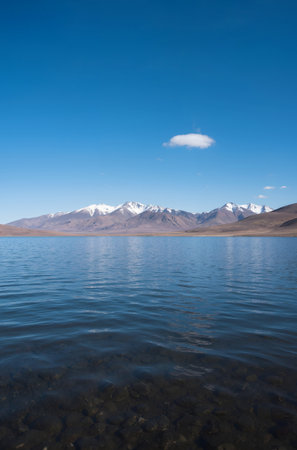 Pangong Lake in Ladakh, Jammu and Kashmir, Indiaの素材
