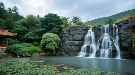 Beautiful autumn landscape with mountain lake and forest on the shore.の素材