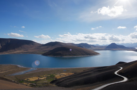 Yamdrok lake in the Tibet Autonomous Region, Chinaの素材