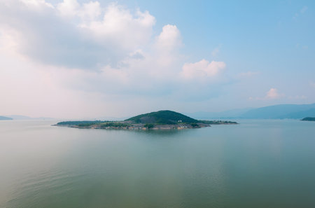 Aerial view of Kwan Phayao lake, Thailand.の素材