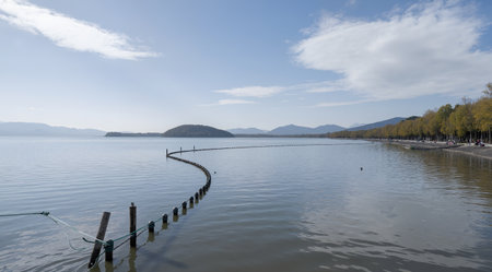 Lake Biwa, Lake Biwa, Yamanashi, Japanの素材