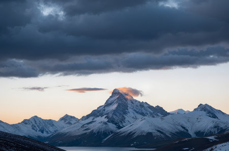 Beautiful sunset in the mountains of Cordillera Blanca, Peruの素材