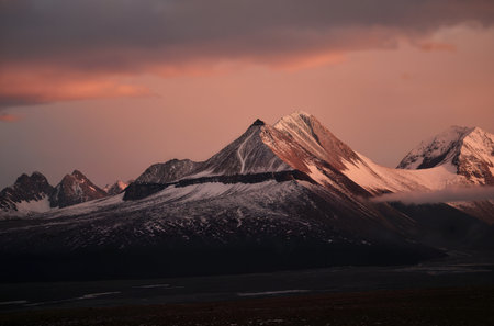 Mountains at sunset, Patagonia, Argentina, South Americaの素材
