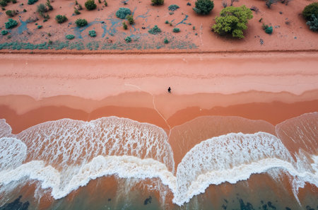 Aerial view of the river in the desert. Top view.の素材