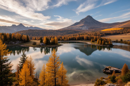 Autumn alpine lake in Yoho National Park, Canada.の素材
