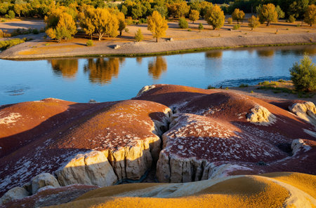 View of the red sand dunes in the Danakil Depression, Ethiopiaの素材