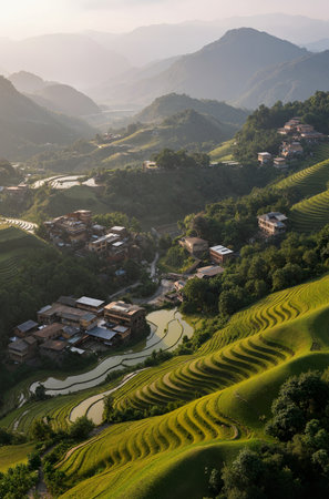 Rice terraces in the countryside of chiangmai Thailandの素材