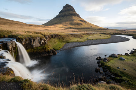 Kirkjufell waterfall, Iceland, Europeの素材