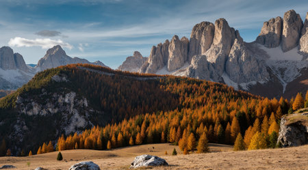 Autumn in the italian Dolomites. Beautiful alpine landscape.の素材