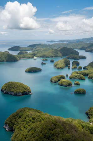aerial view of small islands in the Andaman Sea, Thailandの素材