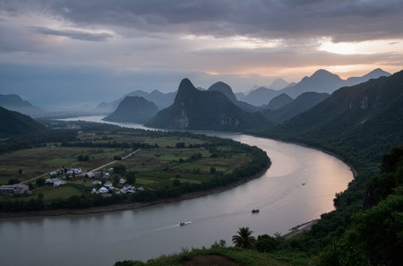 Landscape view of Yangshuo Guilin, China.の素材