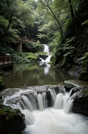 Kanazawa falls in kawaguchiko, Japanの素材