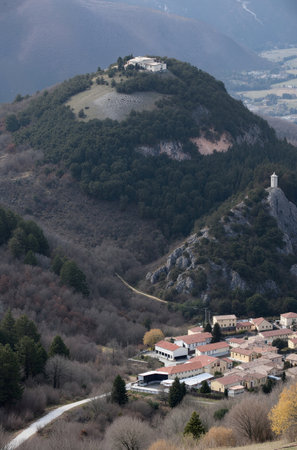 View from the top of the mountain to the village of Goynukの素材