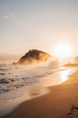 Beautiful sunrise at the beach in Costa Rica, Central America.の素材